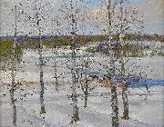 Anton Genberg Winter landscape of Norrland with birch trees USA oil painting artist